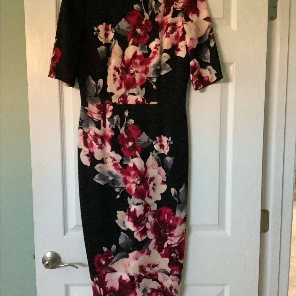 Floral Black and Red Women's Dress
